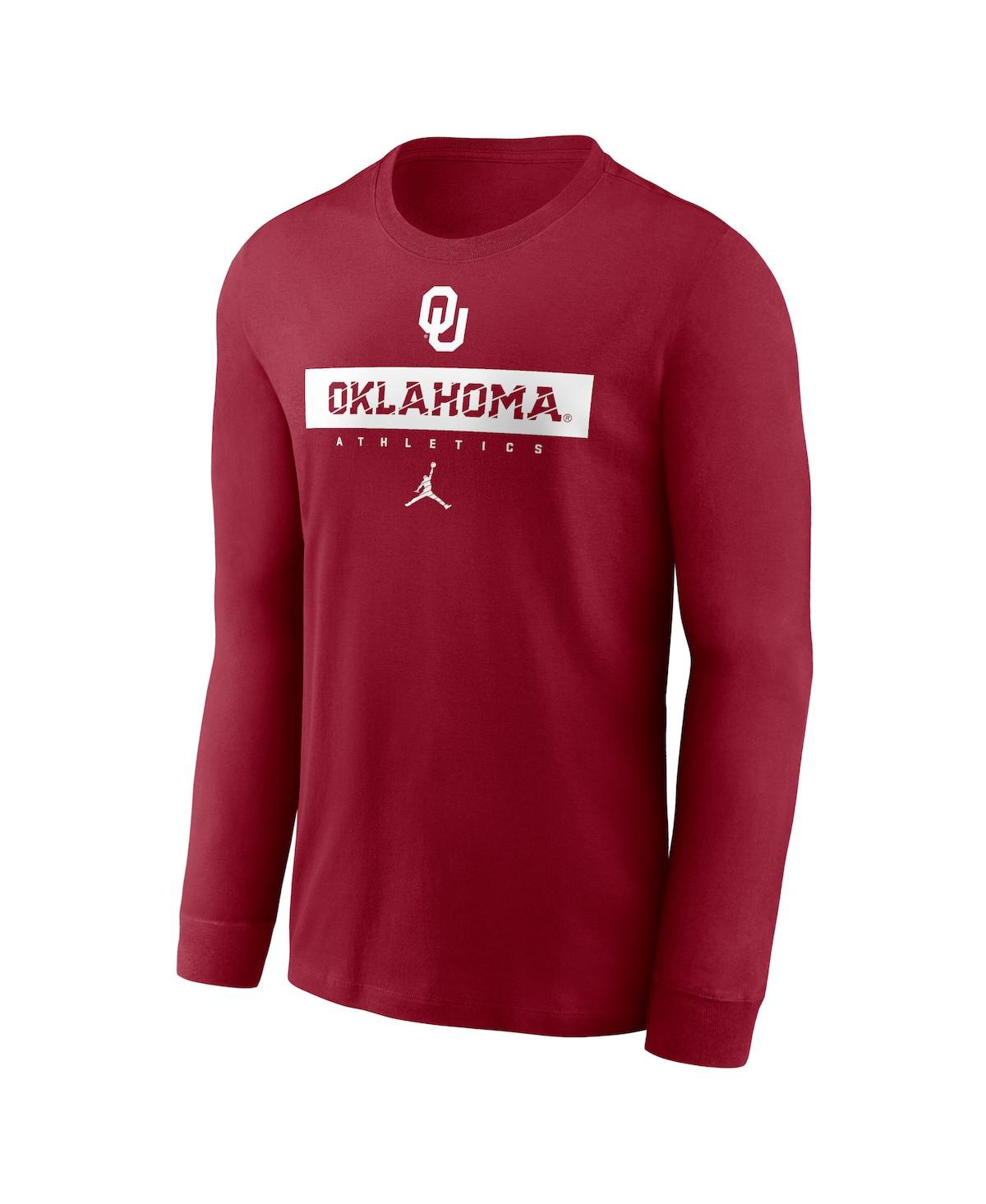 Jordan Men's Crimson Oklahoma Sooners 2024 Sideline Legend Performance Long Sleeve T-shirt In Crimson