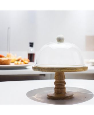 Glass Cloche With Wood Pedestal