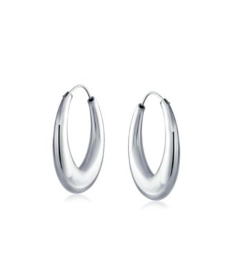 Simple Plain Circle Crescent Tapered Tube Hollow Puff Tube Round Hoop Earrings Sterling Silver