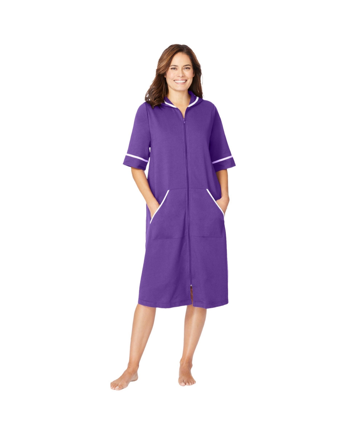 Women's Short French Terry Robe - Pool blue