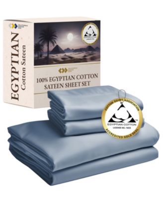 Certified Luxury 100% Egyptian Cotton Sheets, Full Sheets for Full Size Bed, 4 Piece Deep Pocket Bed Sheets Set, Sateen Cooling Sheets for Hot Sleepers by