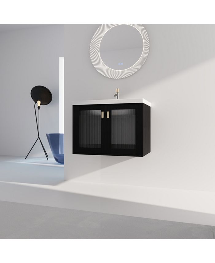 Simplie Fun 28 Inch Wall-Mounted Bathroom Vanity With Sink, For Small ...