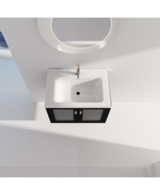 Simplie Fun 28 Inch Wall-Mounted Bathroom Vanity With Sink, For Small ...