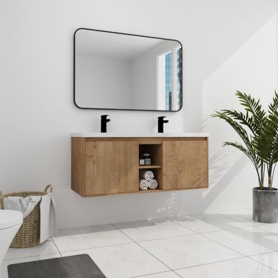48" Wall Mounted Bathroom Vanity With Double Sink, Soft Closing Door Hinge