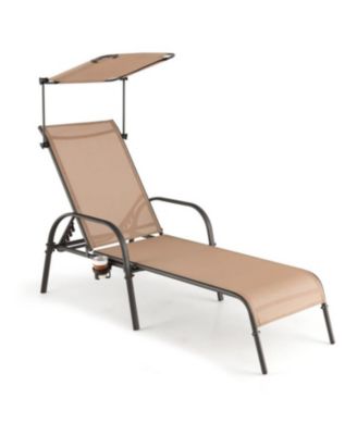 Patio Heavy-Duty 5-Level Adjustable Chaise Lounge Chair-Brown