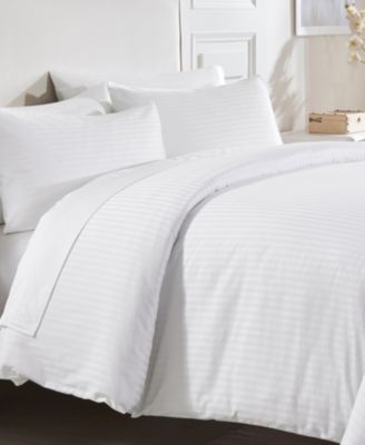 California Design Den Luxury Striped Duvet Cover Set 400 Thread Count Cotton Sateen, 3-Piece Comforter Cover with 2 Pillow Shams, King