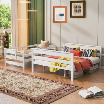 Wood Twin XL over Queen Bunk Bed with Ladder