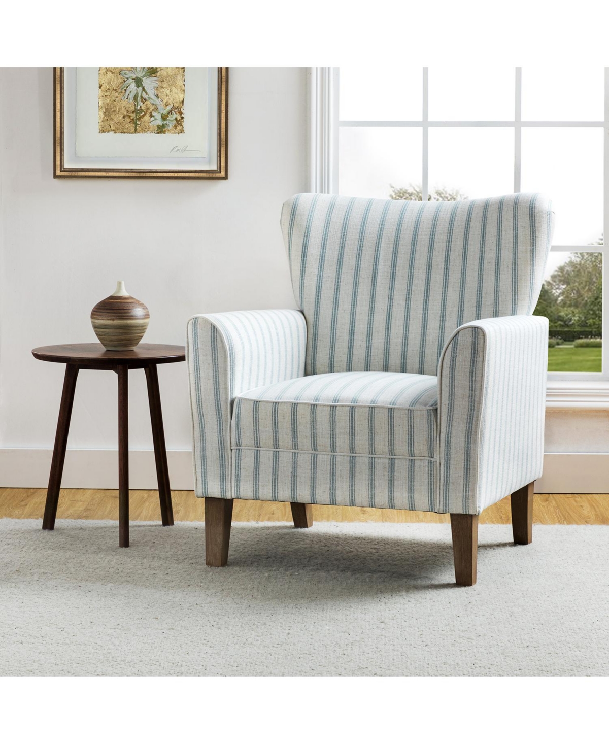 Upholstered Warren Armchair with Solid Wood Legs
