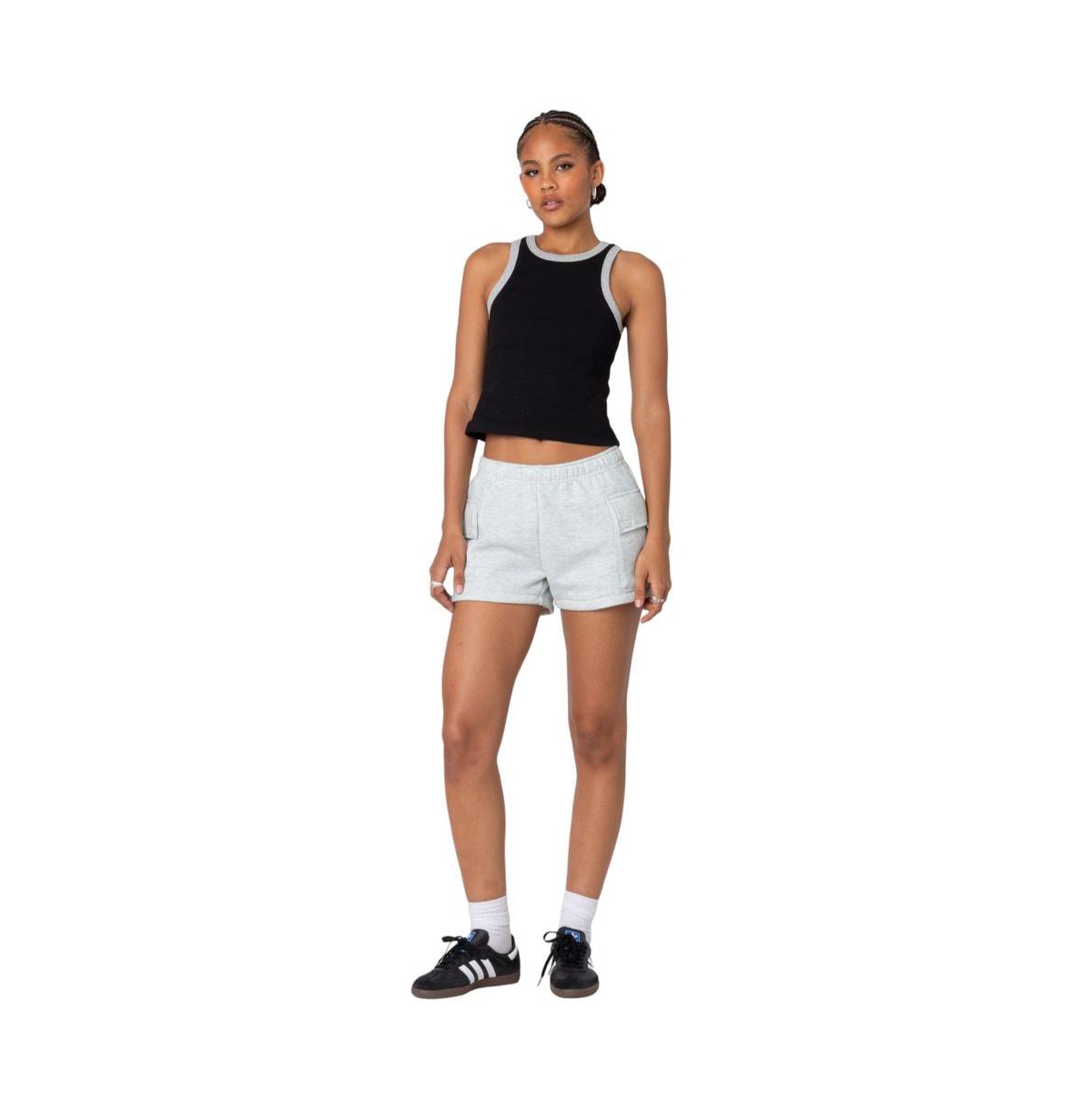 Edikted Women's Garnet Cargo Sweat Shorts - Light-gray