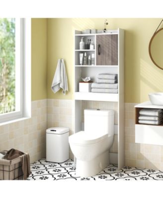 4-Tier Space-saving Toilet Sorage Cabinet with Open Shelves