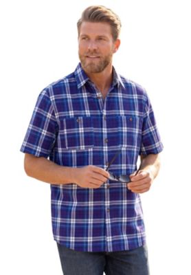 Tall Plaid Wrinkle-Resistant Short Sleeve Button Down