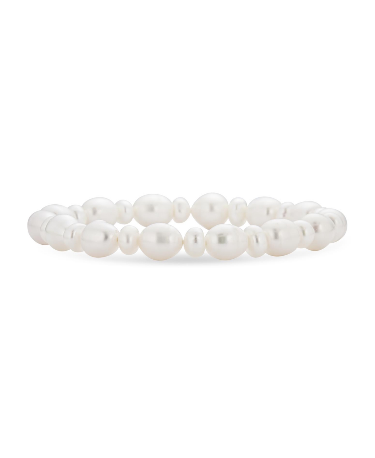 Genuine Stackable Baroque Irregular Shape White Freshwater Cultured Pearl Strand Stretch Bracelet For Women For Teen Adjustable - White