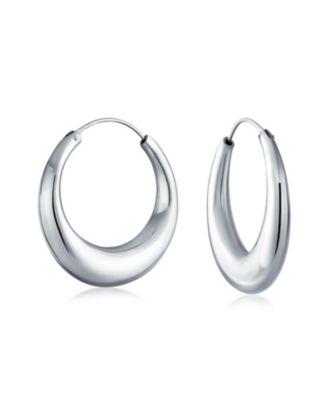 Simple Plain Circle Crescent Tapered Tube Hollow Puff Tube Round Hoop Earrings Sterling Silver Endless 1.25 Inch