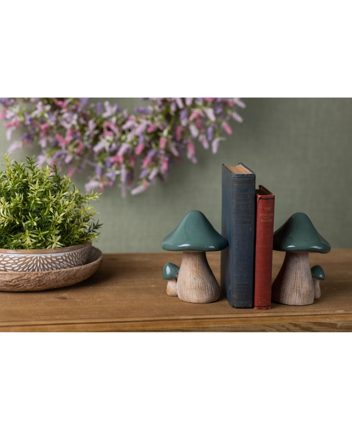SlickblueGarden Mushroom Decor (Set of 2) - Green, Brown