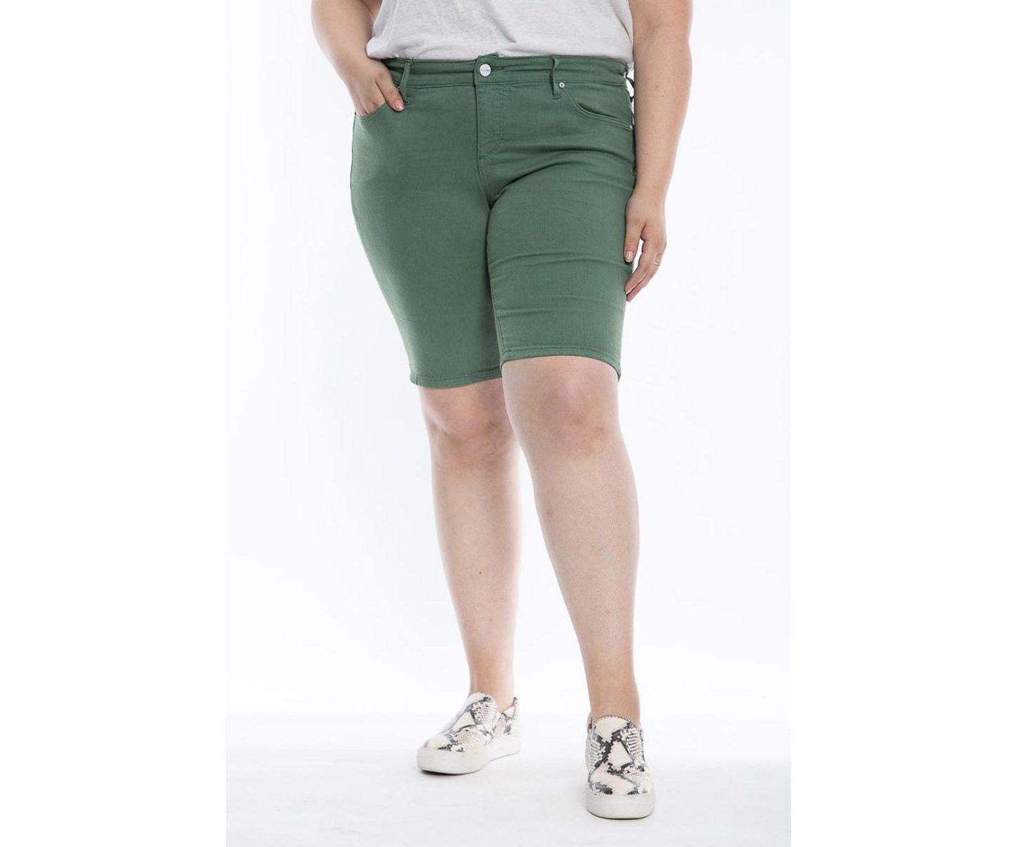 Женские шорты SLINK Jeans Plus Size Mid Rise Bermuda, цвет: Myrtle — фото 1