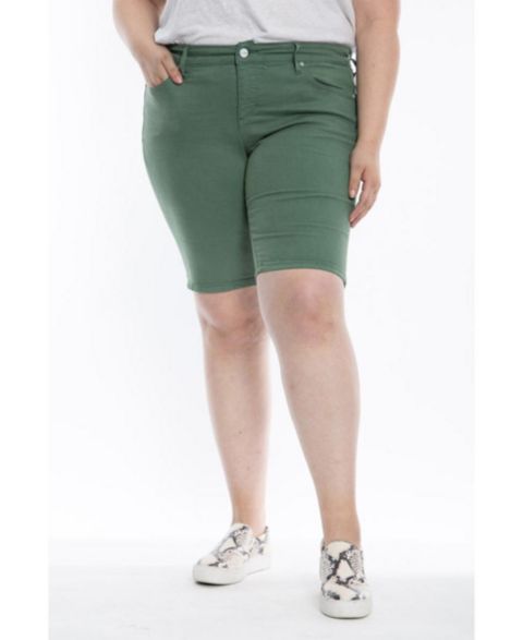 Женские шорты SLINK Jeans Plus Size Mid Rise Bermuda, цвет: Myrtle