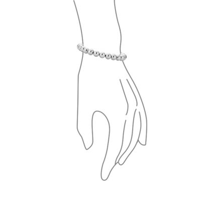 Simple Plain Hand Strung Polish Round Light Weight Sterling Silver Bead 4MM Ball Strand Bracelet  8 Inch