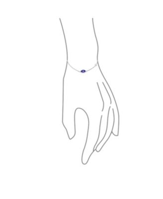 Turkish Minimalist Simple Evil Eye Charm Bracelet Accent Cubic Zirconia CZ Sterling Silver Extender