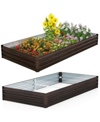 Large Outdoor Metal Planter Box for Vegetable Fruit Herb Flower-Coffee