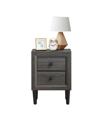Multipurpose Retro Bedside Nightstand with 2 Drawers