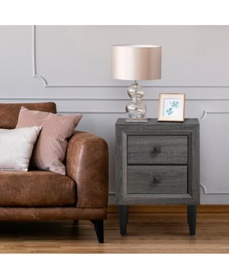 Multipurpose Retro Bedside Nightstand with 2 Drawers