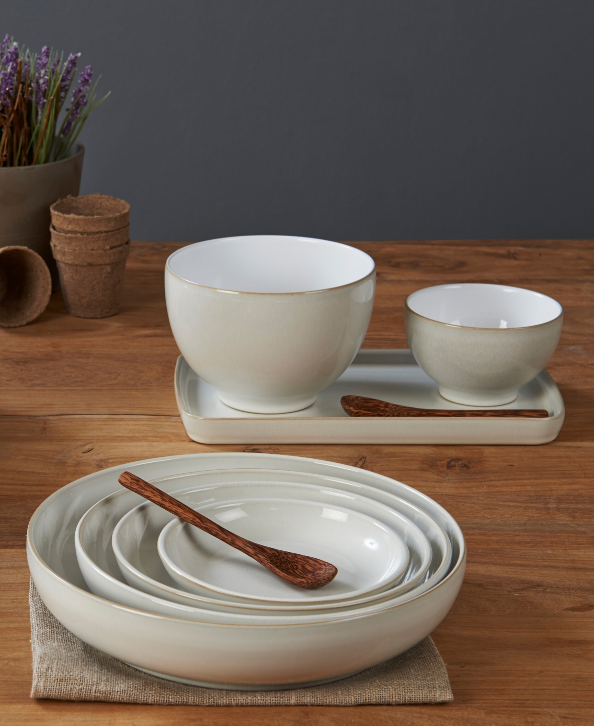 Denby Natural Canvas Tall Noodle Bowl In White,natu