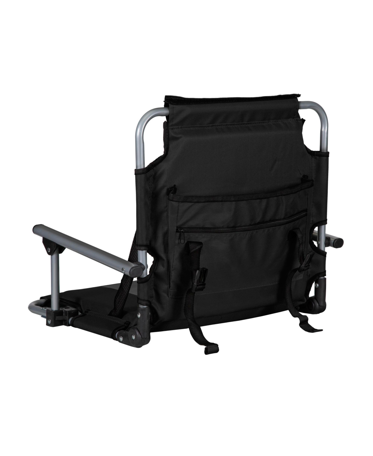 Stansport Tubular Frame Folding Stadium Seat with Arms -Tan - Black