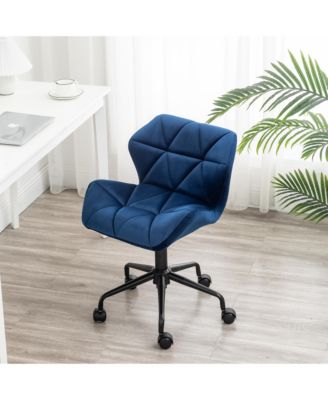Diamond Tufted Adjustable Swivel Office Chair, Blue