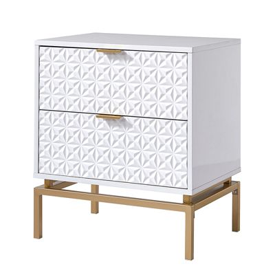 Mid-century Volkard 25'' Tall 2-Drawer End Table with a Metal Base