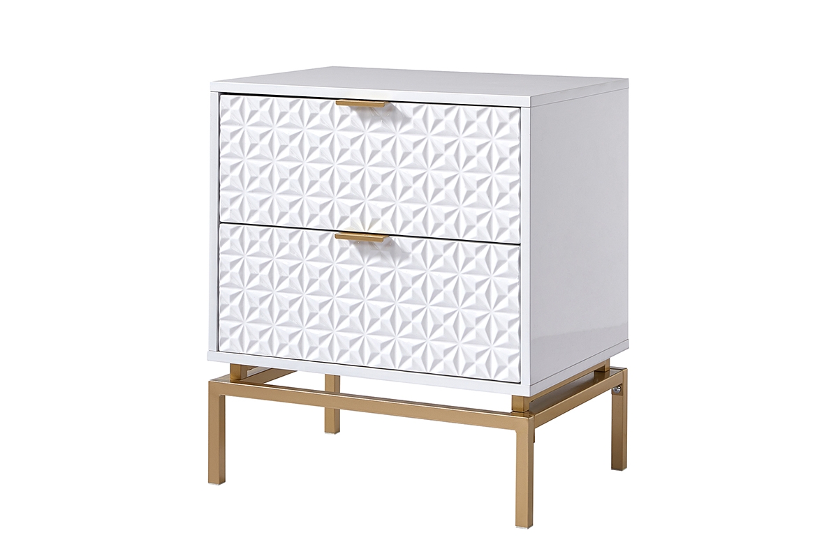 Hulala Home Mid-century Volkard 25'' Tall 2-Drawer Nightstand with a Metal Base