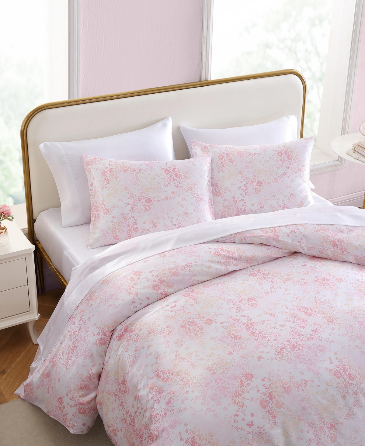 Betsey Johnson Butterfly Garden Satin 3 Piece Duvet Cover Set