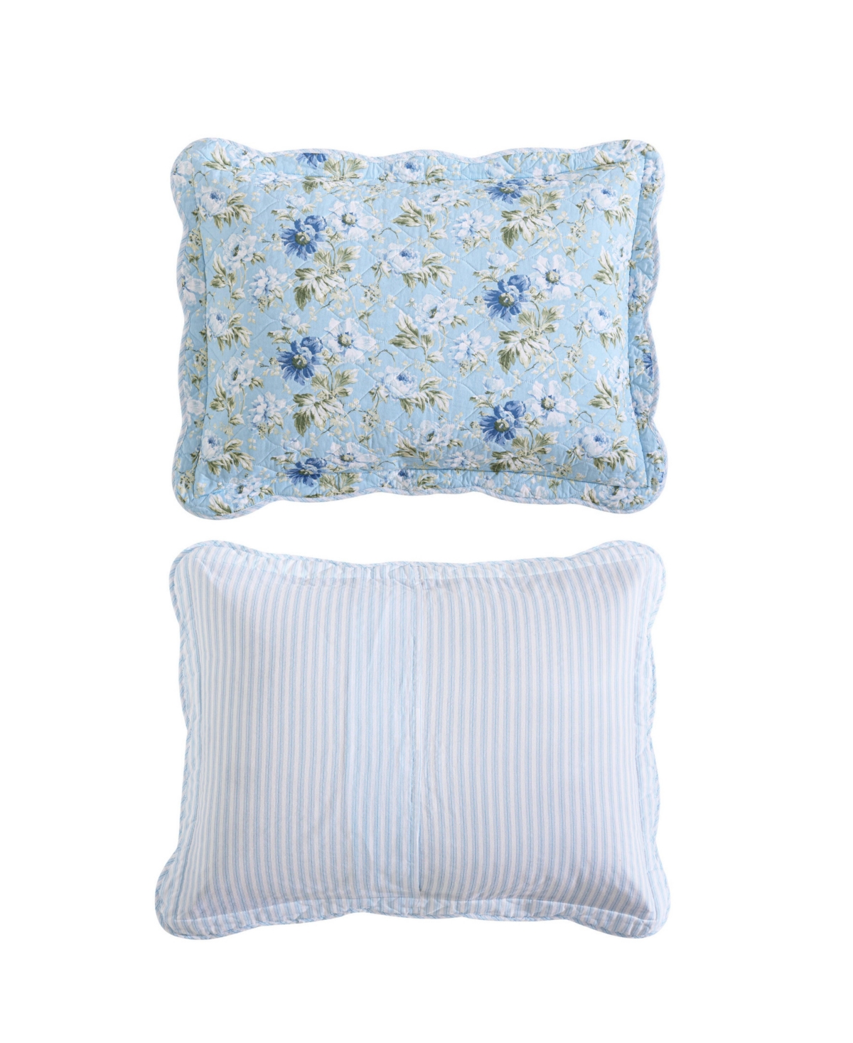 Laura Ashley Peony Garden Reversible 2 Piece Quilt Set, Twin In Light Blue,green