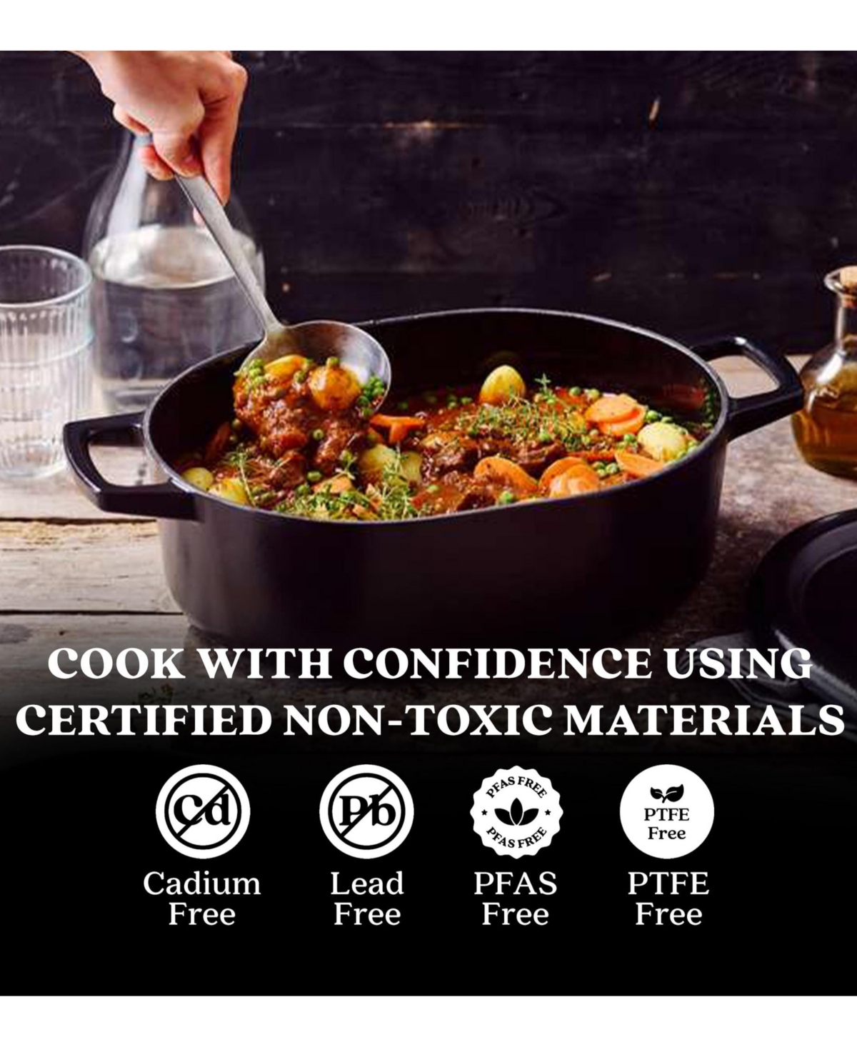Alva NoriEnameled Cast Iron Dutch Oven Pot 5.8 Qt. with Lid & Dual Handles, Versatile Cooking Pot, Cast Iron Cookware, Oven Safe, Induction Com