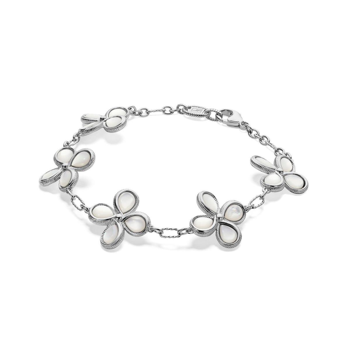 Jardin Station Bracelet with Mother of Pearl - Silver/white