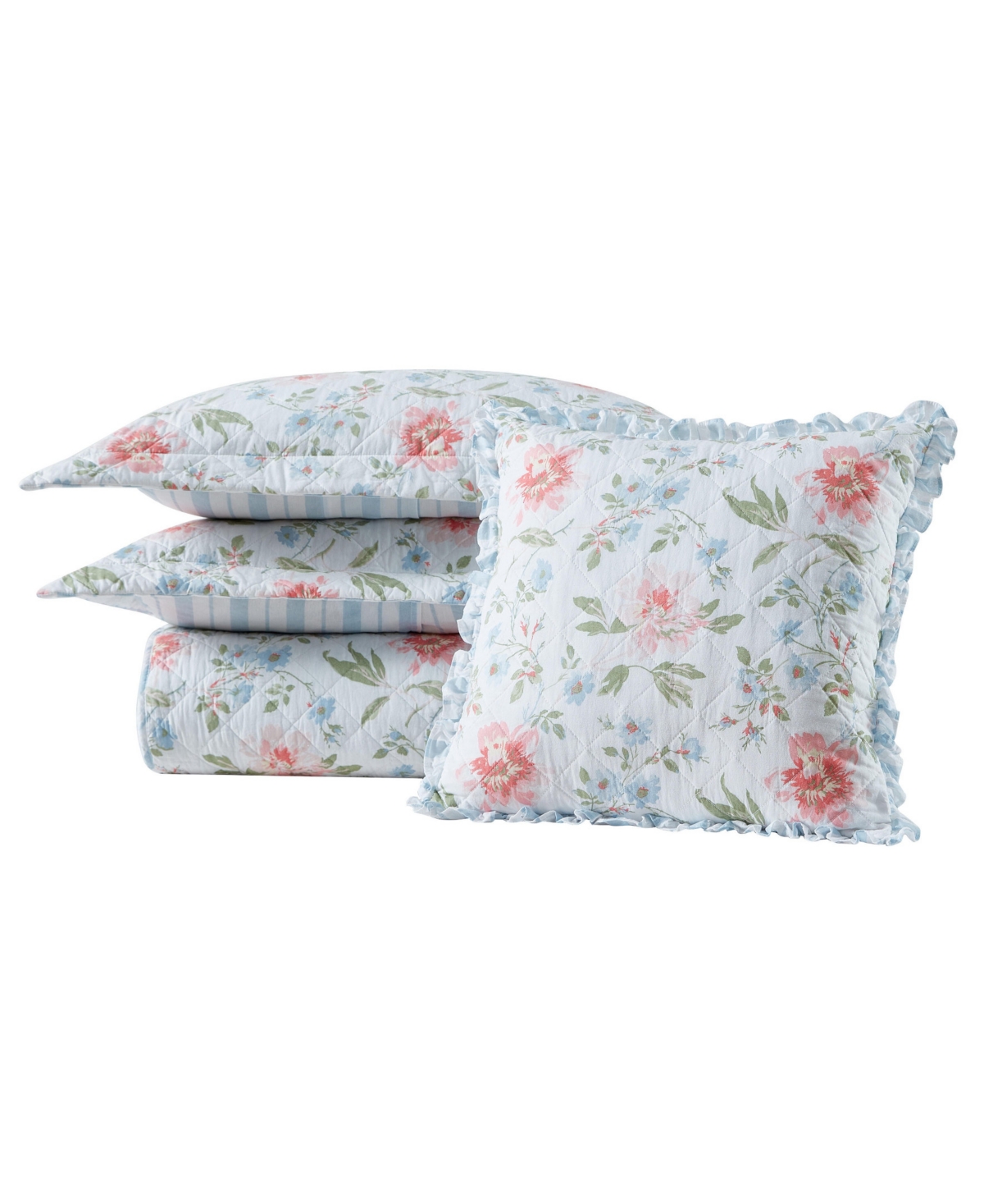 Laura Ashley Emilie Reversible Quilt Sets In Pink,blue