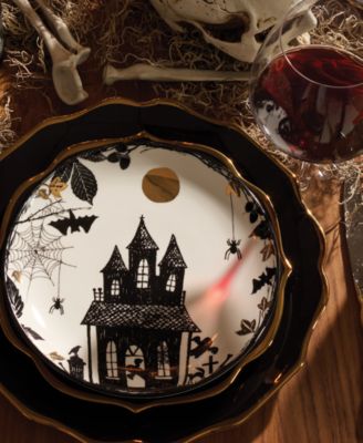 Vintage Halloween Haunted Assorted Accent Plates, Set of 4