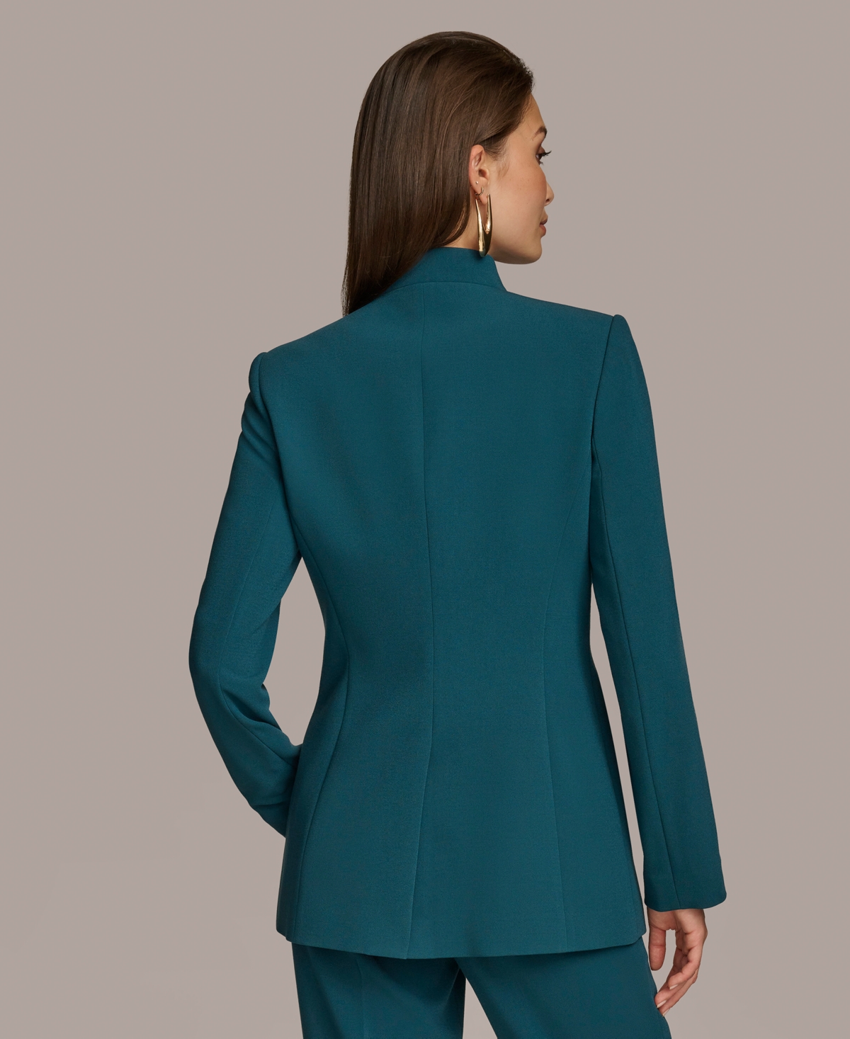 Donna Karan Women's Collarless Button Sleeve Blazer