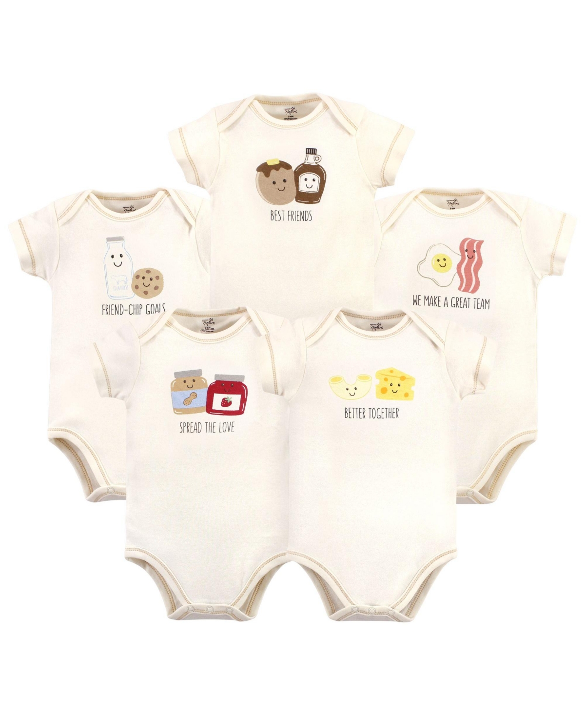 Touched by Nature Baby Boys Organic Cotton Bodysuits 5pk Giraffe - Better together