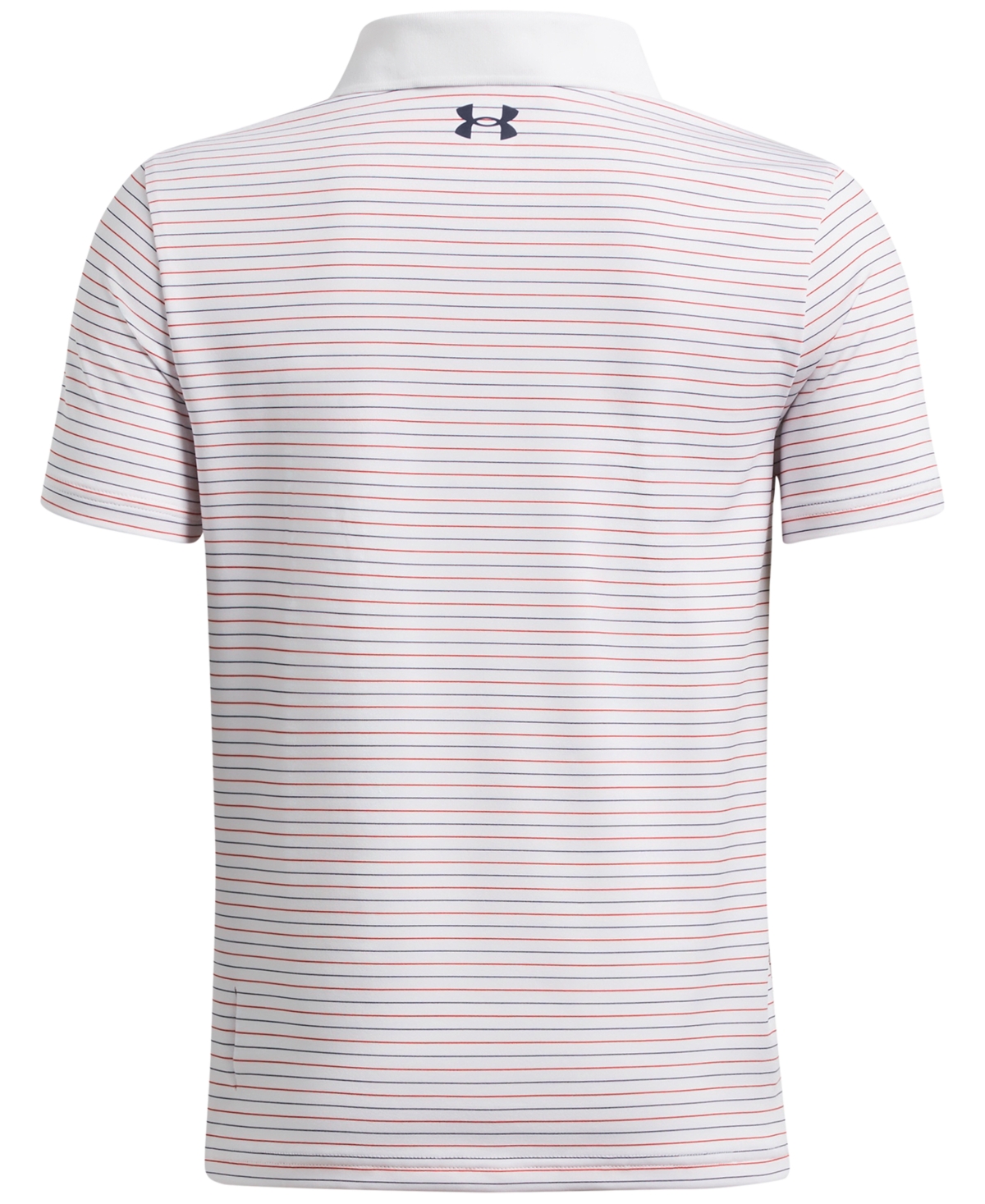 Under Armour Big Boys Performance Stripe Polo Shirt -red/midnight Navy