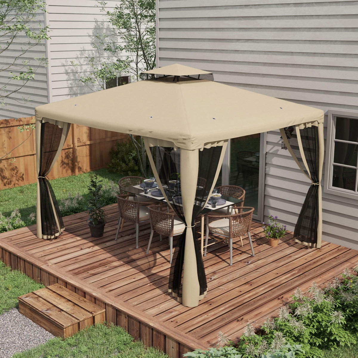 Streamdale Furniture Spacious Canopy Gazebo with Mesh Walls for Protection and Ventilation