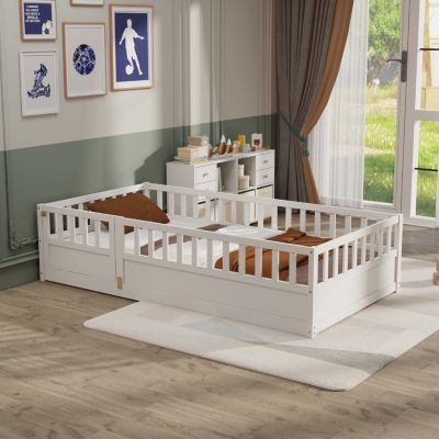 Montessori Twin Floor Bed with Safety Barrier