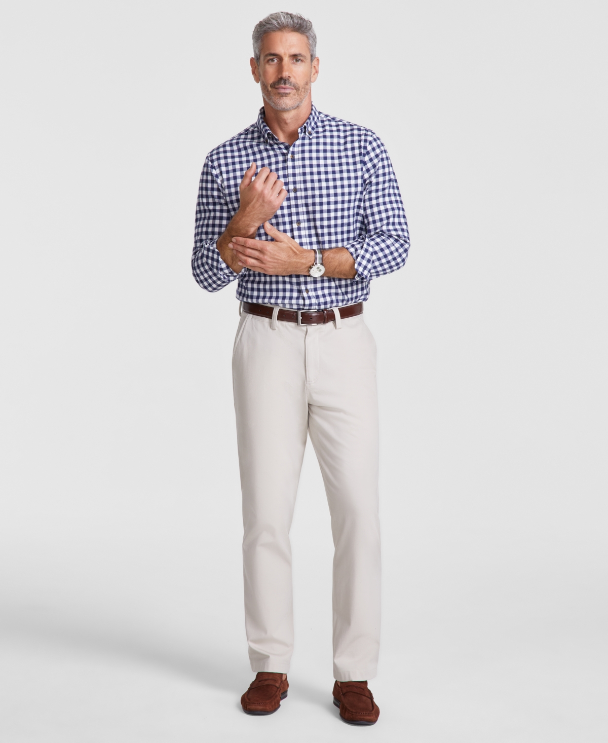 Club Room Men's Grant Check Cotton Shirt, Created for Macy's
