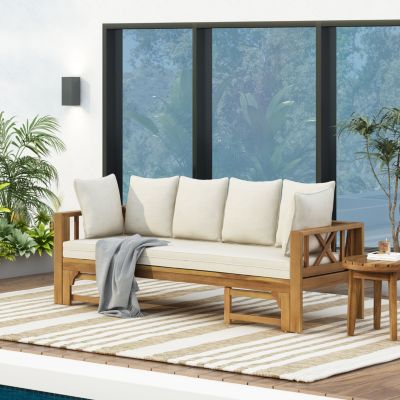 Escape Outdoors with Our Versatile Acacia Wood Daybed