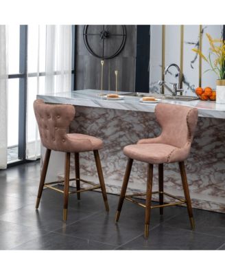 Wing-Back Suede-Like Counter Height Stools