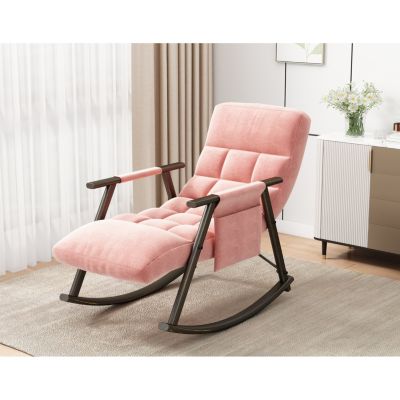 Adjustable Space-Saving Rocking Chair with Iron Frame