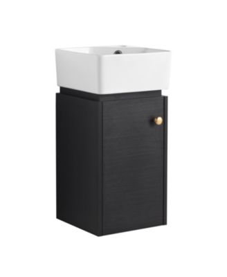 Compact Wall Mount Small Bathroom Vanity with Ceramic Sink
