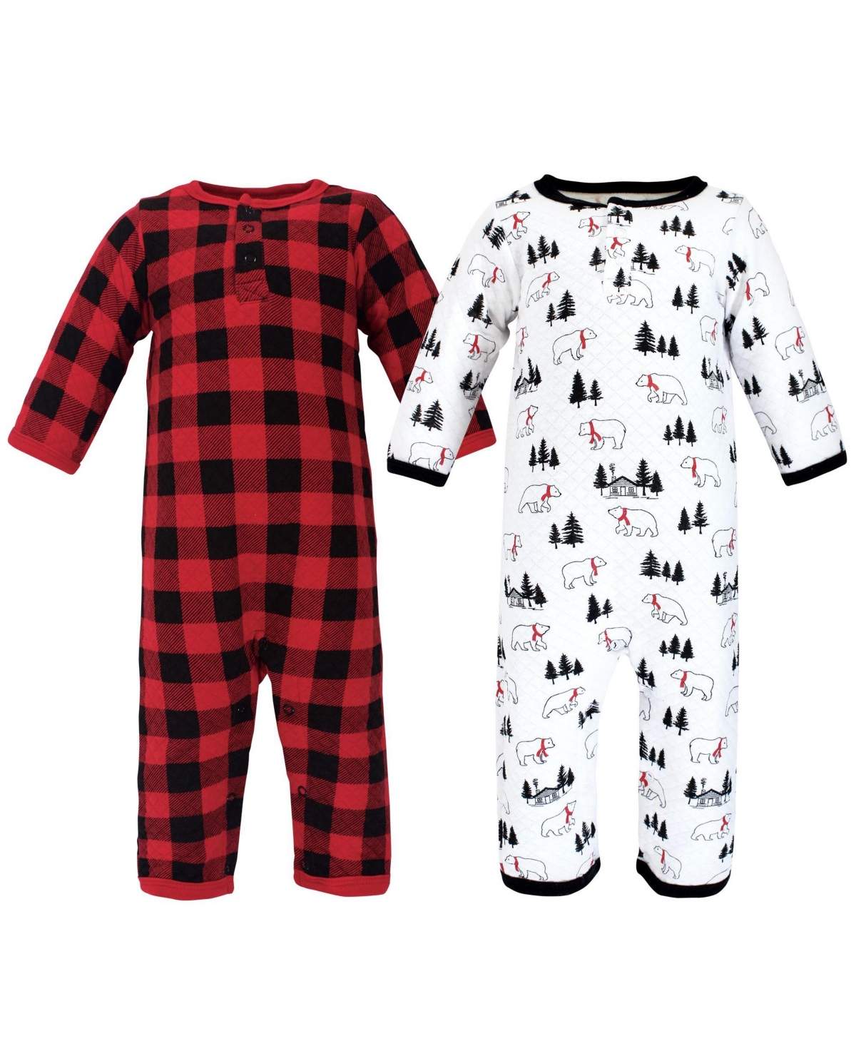Hudson Baby Baby Boys Hudson High-Grade Padded Jumpsuit - Buffalo plaid bear