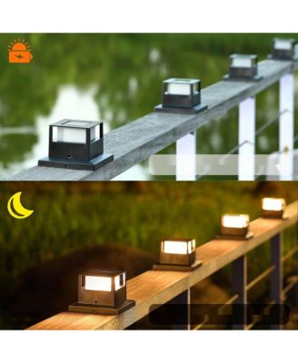 4 Pack Solar Post Lights: Outdoor Warm White
