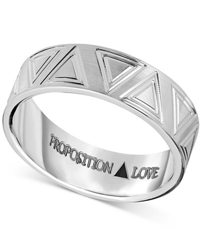 Proposition Love Unisex Triangle-Accent Wedding Band in 14k White Gold