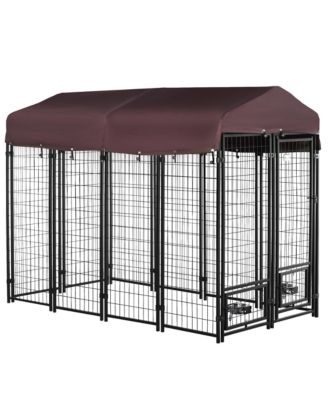 Outdoor Dog Kennel With Rotating Bowl Holders Walk In Pet Playpen